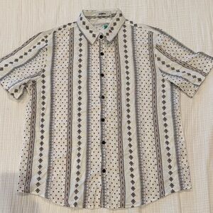 Stylish Cream and Black Patterned Button Down Shirt